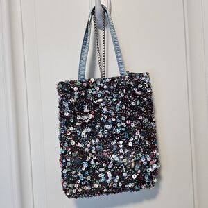 💙 Zara Mini Colorful Sequin Handbag with Long Chain